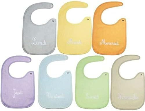 babyCalin Set de 7 Bavoirs Naissance Brodés 17 x 29 cm