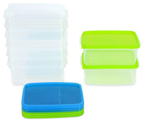 Kigima Gefrierdosen 8x0,5L rechteckig Grün & Blau – Vorratsdosen mit Deckel luftdicht – Transparente Frischhaltedosen – Aufbewahrungsbox Küche für Mealprep & Organisation – Austrian Quality