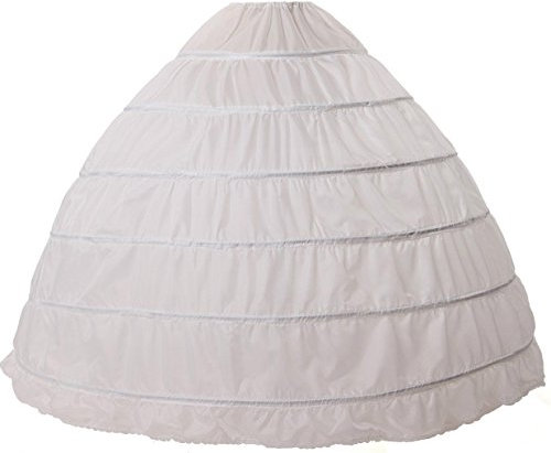 kivie 6 Ringe Hoop Brautkleid Petticoat Reifrock Unterrock Slip Weiß/Schwarz (Weiß)