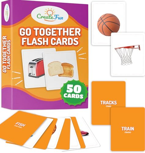 CreateFun Go Together Flash Cards, 50 Real Matching Picture Cards, 25 Pairs