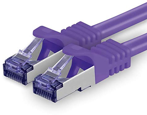 Cat.7 network cable 1m - purple - 1 piece - Cat7 patch cable (SFTP/PIMF/LSZH) raw cable 10 Gb/s with Rj 45 connector Cat.6a - 1 x 1 meter purple