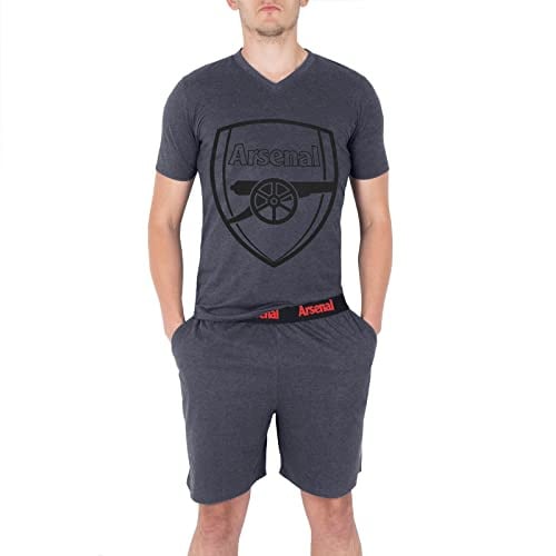 Arsenal FC Official Football Gift Mens Loungewear Short Pyjamas Grey Medium