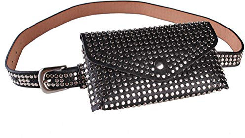 Egosy Frauen Nieten Hüfttasche Gürteltasche Gürteltasche Handytasche Punk Gürteltasche Geldbörse