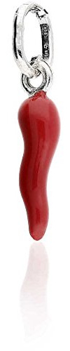 GioiaPura, Charm in Silber 925. Rot emailliertes Horn bringt Glück. Abschlussgeschenk | Freundschaft | Weihnachten | Geburtstag