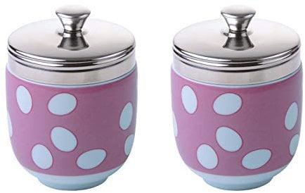 BIA International - Egg Coddler - Set Of 2 Porcelain Egg Coddlers - The Ideal Egg Steamer - Coddled Egg Cup For Your Breakfast - Pink