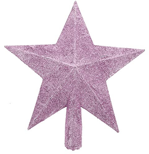 Amosfun Christmas Tree Top Sparkle Star Glittering Christmas Tree Topper Decoration Ornaments Home Decor (Pink)