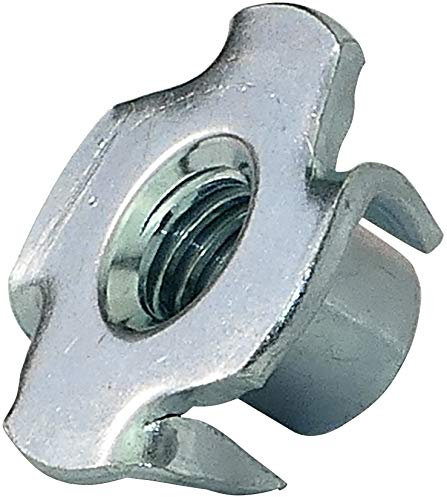 AERZETIX - C45749 - Lot de 50 - Écrous à Griffes Ergots à Enfoncer à 4 Épines - Écrous à Frapper - Pièce Métallique/Broche/Assemblage - en Acier Zingué 5.8 - Filetage M6x9 Métrique Femelle
