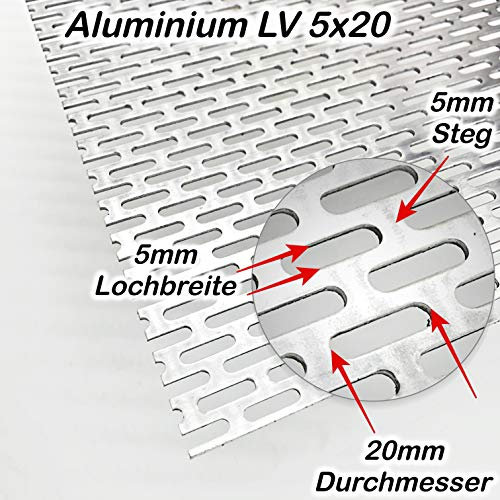Aluminium Lochblech LV5x20 2mm dick (1000 mm, 600 mm)