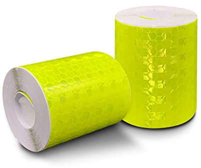 XbGuo Ruban réfléchissant, Ruban réflecteur Auto-adhésif Vinyle à Haute intensité réflexion prismatique, Autocollant de sécurité/marquage Haute visibilité, 50 mm נ3 m par Rouleau, 2 Rouleaux (Jaune)