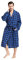 FashGudim Bademantel Herren Baumwolle Leicht Dünn Kurz Morgenmantel Herren Kariert Sommer Schalkragen Schottenmuster (Schwarz & Blau, L/XL)