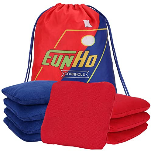 EunHo Doppelseitige Cornhole Bags Regulation, Set mit 8 professionellen Cornhole-Sitzsäcken, glatt und haftend, für Wurfspiel, jedes Wetter