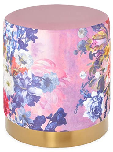 Deco Mex SH21SO2001 Hocker FLORAL Garden H.38 D.32cm rosa, bunt