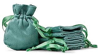 Soul Projekt [10 Stück] Samtbeutel, Luxuriöse Samt Säckchen für Hochzeitsmandeln, Gastgeschenke, Schmuck, Mitgebsel, Kristalle, Mehrzweck Beutel mit Kordelzug, Grün, Velvet Bags Green 7x10cm x10