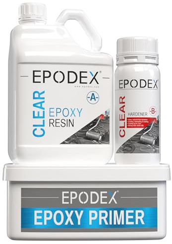 EPODEX Kit de résine époxy pour plateaux de table, plans de travail & surfaces | Résine époxy disponible en différentes couleurs et motifs | Kit de résine de coulée pour béton, chape, bois et plus