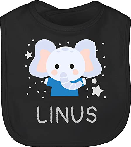 Baby Lätzchen - Elefant Kinder - Unisize - Schwarz - personalisierte geschenke elefanten name sabberlatz elefantenmotiv jungen kinderlatz elephant junge latz und kindergarten stofflätzchen kind
