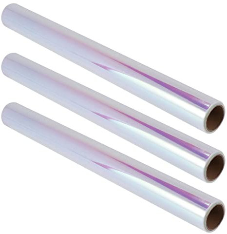 Mengmen 3 x Regenbogen-Geschenkpapier, Cellophan-Blumen, für Kuchen, Kekse, Verpackung, Basteln, Geschenkverpackung, Zellophan-Rolle