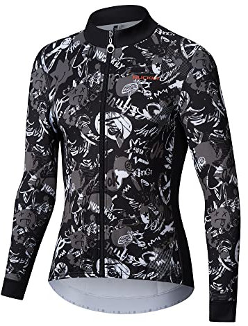 NUCKILY Herren Fahrrad Trikots Langarm Radtrikot Cycling Jersey Warmes Atmungsaktive T Shirt für MTB Elastische Fahrradtrikot Herbst Winter