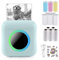 Mini Photo Printer with 7 Colour Light, Portable Thermal Printer Compatible with iOS & Android, USB Rechargeable, with 1 Sticker and 13 Rolls of Printing Paper (Blue)