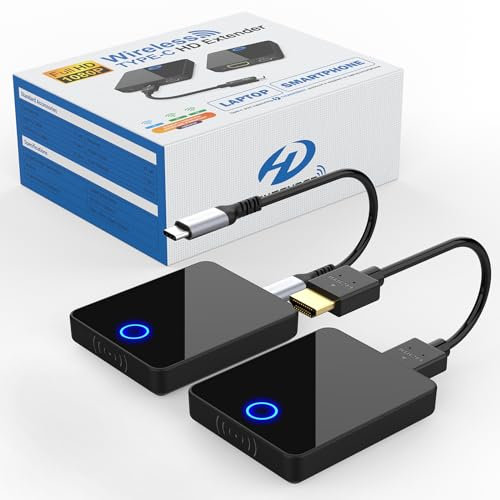 PAKITE Transmetteur et récepteur HDMI sans Fil, 2023 Mise à Niveau Type-C 50M/164FT Streaming Media Video et Audio HDMI sans câble de l'ordinateur Portable, PC, PS5 vers écran, projecteur, HDTV