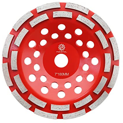 FOCSTOL Diamant Schleiftopf - 180mm x 22,23mm Doppelreihe Schleifscheibe für Beton Granit Marmor Mauerwerk Künstlicher Stein für Winkelschleifer