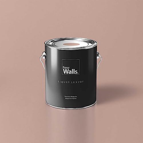 New Walls Premium Wandfarbe Rosa, Lachs Liquid Luxury Dispersionsfarbe für Innenräume – 5 L