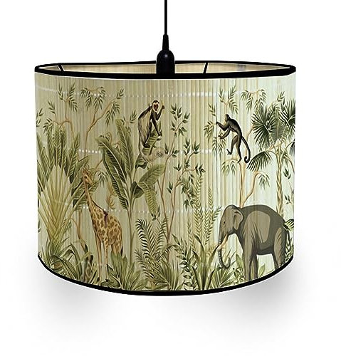 FANSU Abat-Jour en Bambou Classique Moderne Tambour Abat-jour, Remplacement Abat, Jour Fait à la Main, pour Lampe de Table, Suspension, Lampe de Chevet, Lampadaire (animal,30x20cm)