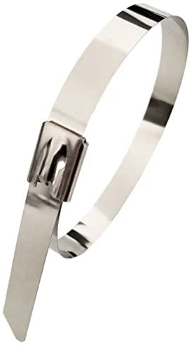 100Pcs Stainless Steel Cable Ties, 400 x 8mm Metal Heavy Duty Self Locking Zip Ties, Multi-Purpose Exhaust Wrap Locking Ties for Home Office Garage Workshop Electrical