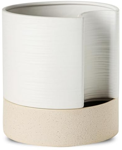 Nihow Selbstbewässernder Blumentopf: 20,3 cm Keramik-Pflanzgefäß mit Ablaufloch & Wasserspeicher Plus für Innen- und Außenpflanzen – Zylinderförmiger runder Blumentopf für Sukkulenten/Kräuter/Veilchen