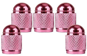 SENZEAL 5 Stück Ventilkappen Auto Bullet Typ Universal Reifenventilkappen Aluminium Autoreifen Ventilkappen Ventilschutzkappen für Auto Fahrrad Motorräder LKW SUV Rosa