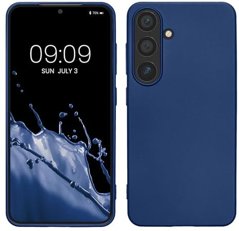 kwmobile Case kompatibel mit Samsung Galaxy S24 Hülle - Schutzhülle aus Silikon metallisch schimmernd - Handyhülle Metallic Blau