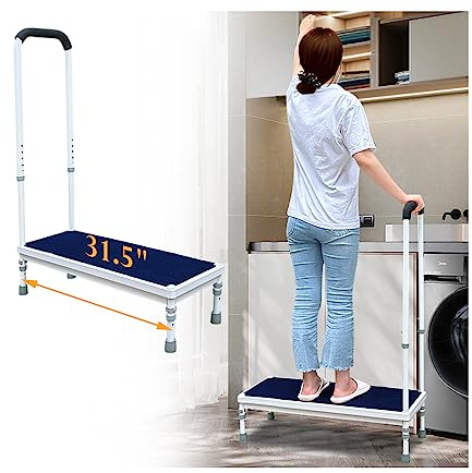 Medical Step Stool with Handle Bed Steps for High Beds for Adults Elderly 3-in-1 Safety Bed Handle Bedside Assist Handicap Wide Foot Step Stool for Bedroom, Bathtub, Car (31.5 Stool)