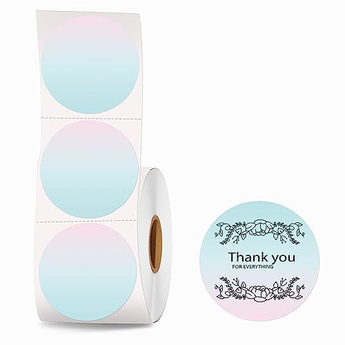 Joatuxul 2''×2'' Round Circle Thermal Sticker Etiketten, Selbstklebende 2 Zoll Circle Direct Thermal Etiketten, Mehrzweck-Aufkleber für DIY Logo Design, Namensschild, QR Code, 600 Etiketten/1 Rolle