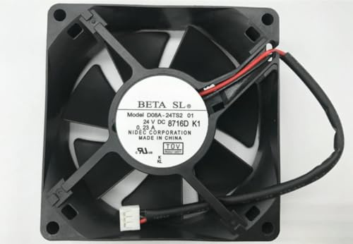 D08A-24TS2 01 80x80x25mm 24V 0.23A 2-Wire Cooling Fan