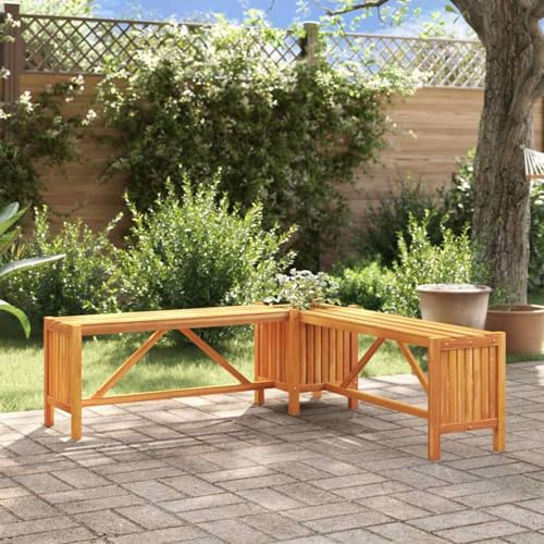 Garten-Eckbank mit Pflanzkübel, Holzbank, Outdoor, für Terrasse und Garten