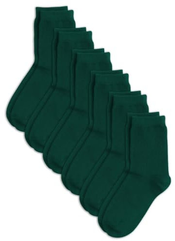 Generic Calcetines Colegial Cortos para Niños, Calcetines Escolares Deporte de Algodón para Infantiles Pack de 6 Pares (27-31cm, Verde)