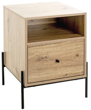 HAKU Konsole Eiche hell, schwarz, MDF, Metall - Maße: B 45 x H 60 x T 47 cm, Style: Modern
