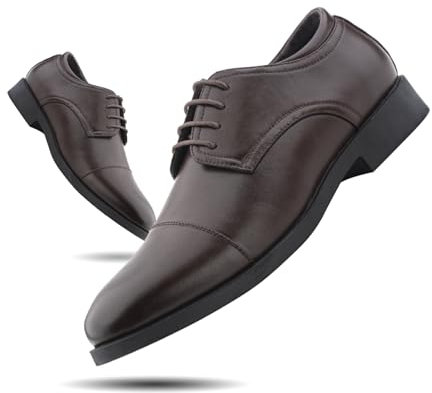 Hitmars Zapatos Hombre Vestir Oxford Derby Boda Traje Brogue Cuero Formales Zapatos de Cordones Comodos 1-Marrón EU 42