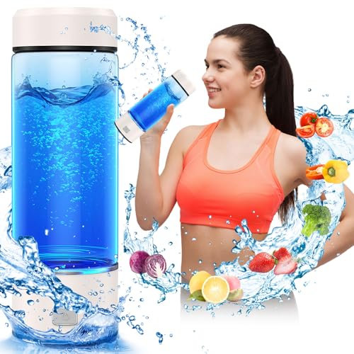 Roylvan 420ml Wiederaufladbarer, Wasserstoff Wasserflasche tragbarer Maker Maschine Wasserstoff Wasser, Verbesserung der Wasserqualität in 3 Minuten Wasserstoff Wasserflasche für Haus Büro, Weiß
