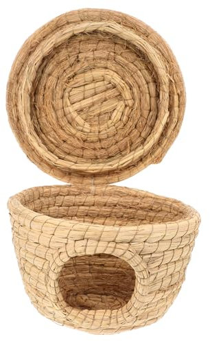 BESPORTBLE Lit pour Petits Animaux Nid Cachette pour Cochon Dinde Accessoire pour Cage en Paille Tissée À La Main