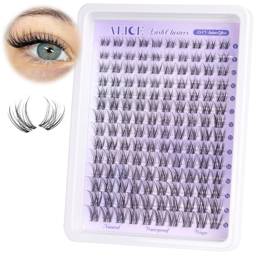 ALICE Natural Lash Clusters Lash Extensions Invisible Band Waterproof 8-16mm Curl Cluster Eyelash Extensions Wispy Eyelash Clusters Individual Lashes Cluster Lashes