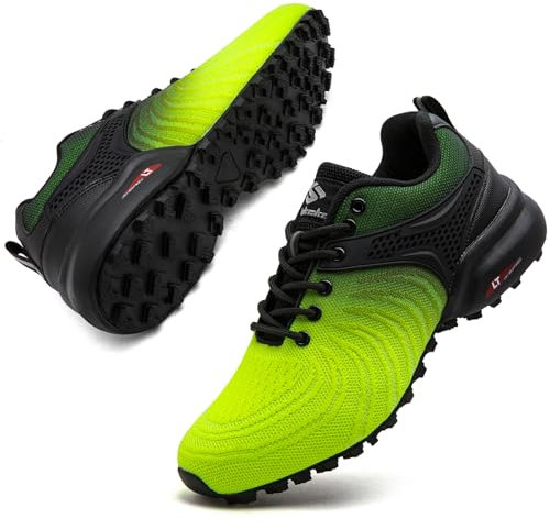 Mufanton Zapatillas de Trail Running Hombre Zapatillas de Trekking Zapatos de Senderismo Ligero Antideslizantes Deportes Zapatos de Trail Running,Negro Verde,EU41