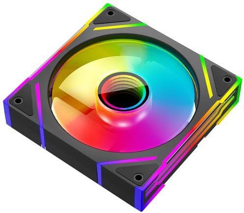 TZMRIT PRISM4EX 120mm Infinite Mirror ARGB PC Lüfter mit PWM Control und ARGB Effekt,RGB PC Gehäuselüfter 120mm (BK)