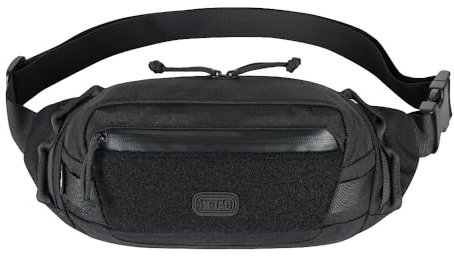 M-Tac Tactical Waist Bag Gen.II – Robuste Gürteltasche Bauchtasche 600D Polyester mit MOLLE-System, verstellbarem Gurt & Paracord-Zippern Ideal für Alltag, Outdoor, Reisen & Sport (32x13x5 cm), Black