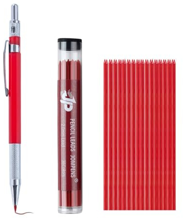 MROOFUL Set mit 36 farbigen Druckbleistiftminen, 2,0 mm, 2B, für künstlerisches Schreiben, Skizzieren, Zeichnen (rotes Set)