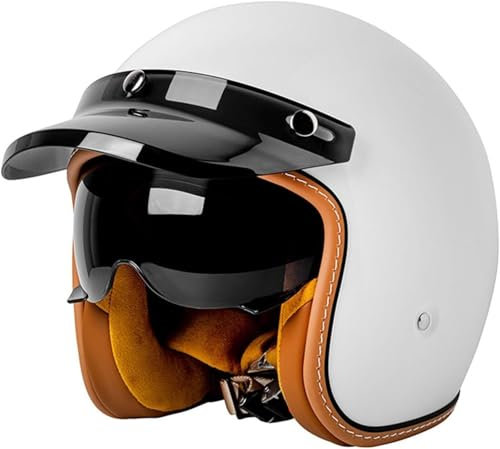 Casque Moto Vintage Casques Jet avec Visière Casques Bols Casque Mobylette avec Lunettes Homologué Dot/ECE Rétro Demi Casque Moto Vélo Scooter Chopper pour Adultes Homme Et Femme 1,XL