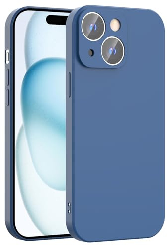 Honara Silicone Case for iPhone 15, Full Camera Protection, Slim Liquid Silicone Phone Bumper Cover, Soft Touch, Antiskid, DustProof, Shockproof, Drop-Resistant, Anti-Scratch Cases (Dark Blue)