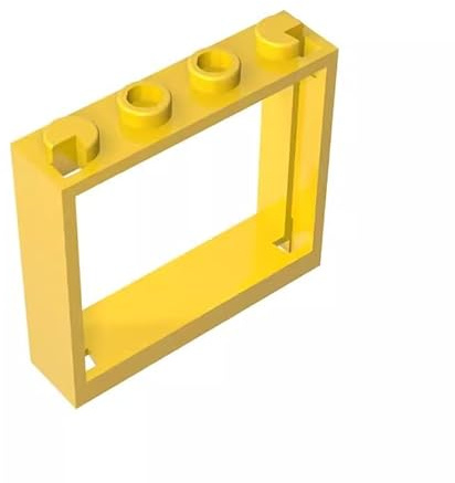 GDS-780 Fenster 1x4x3 ohne Rollladenlaschen, 10 Stück, kompatibel mit Lego Steine 60594, DIY-Teilen und MOC-Komponenten für große Bausteinmarken, Farbe: Gelb, 24