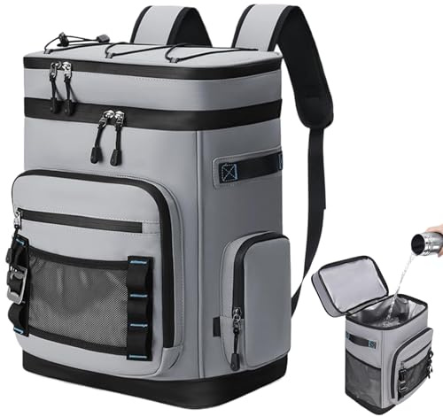 Mochila más fría: Bolsa de almuerzo de 30L aislada, paquete de almacenamiento de cofres de Hielo a prueba de fugas | Compartimento de retención de temperatura, senderismo de viaje en Playa al