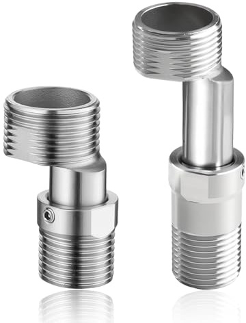 2 Stück Ausziehbare Wasserhahn Adapter, 360° Drehbarer Duscharmatur Adapter S Anschluss aus Edelstahl mit Abgewinkeltem Verstellbar Duschmischer Adapter S-Anschluss für Badezimmer und Küche