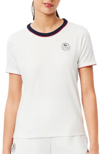 Lacoste Heritage Badge Damen-T-Shirt, Weiß, Ultra Dry